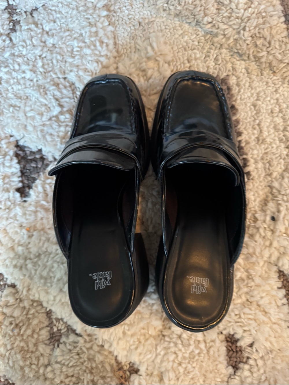 wild fable Black Patent Loafer Mule Slip-Ons